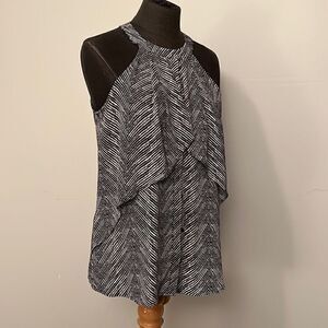 Worthington Women's Black Halter Neck Hidden Button Layered Blouse Size Small